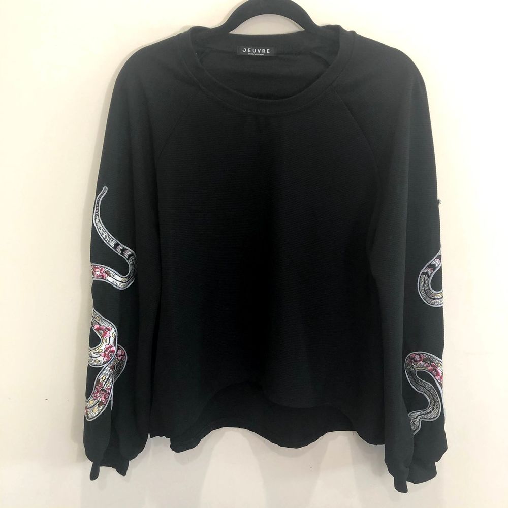 Oeuvre Black Snake Patch Blouse Size Large